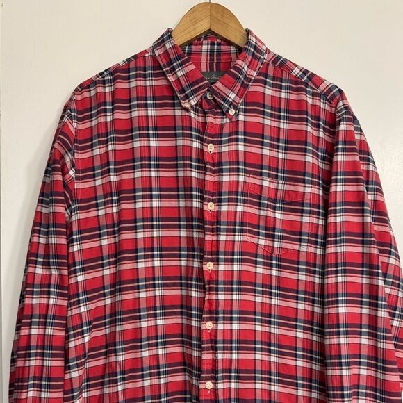 LL Bean Signature Plaid Flannel Shirt Mens Large Tall Cotton - Picture 2 of 8